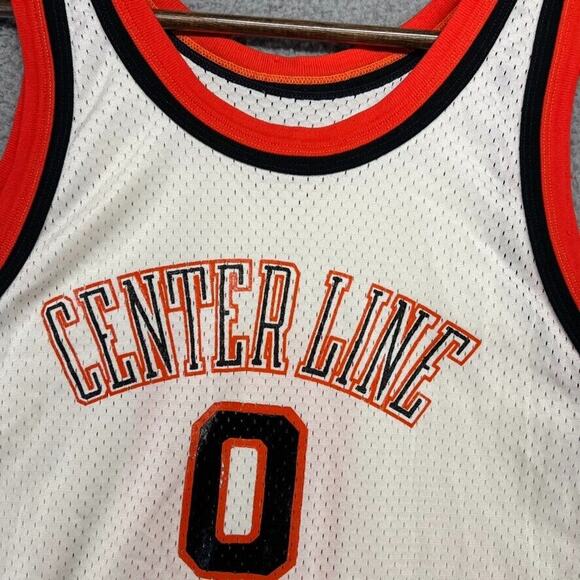 Vintage Center Line Basketball Jersey Mens Medium White Orange Mesh Champion 80s - Picture 4 of 12